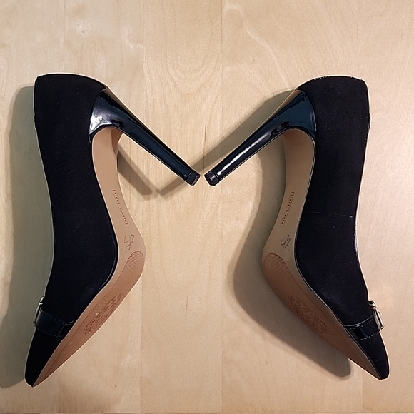 VINCE CAMUTO Black Suede Leather Pumps, Size 7B/37 - Picture 4 of 10